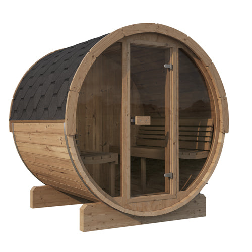 SaunaLife Model E7G Sauna Barrel Glass Front