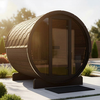 SaunaLife Model E8GB Sauna Barrel Glass Front