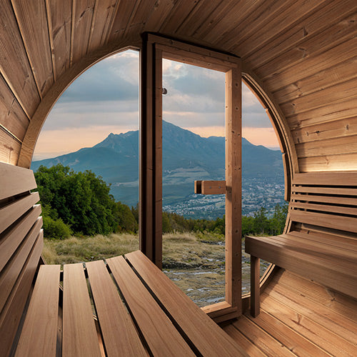 SaunaLife Model E8GB Sauna Barrel Glass Front