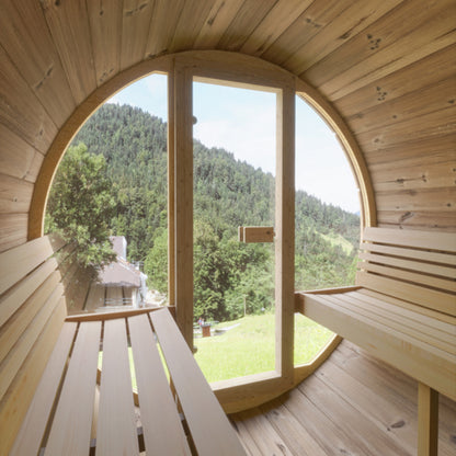 SaunaLife Model E8G Sauna Barrel Glass Front